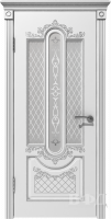 Межкомнатная дверь Александрия Белая эмаль стекло патина серебро