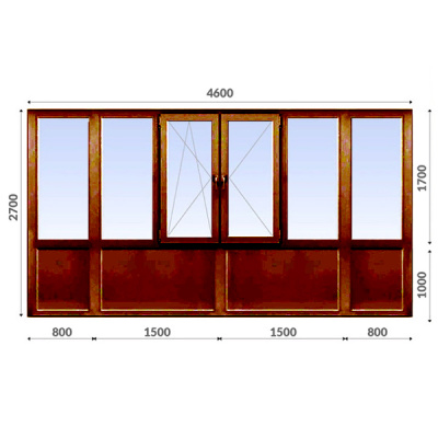 Французский балкон 2700x4600 Rehau 70 мм 1-камерный стеклопакет ламинированное энергосберегающее